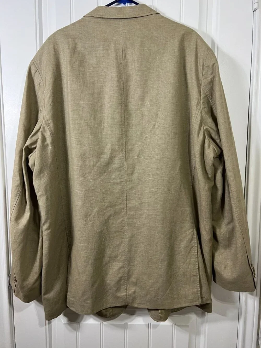 Men's Linen Blend Blazer 3XLT Tan Khaki Slub Knit Sport Coat Big Tall Costal